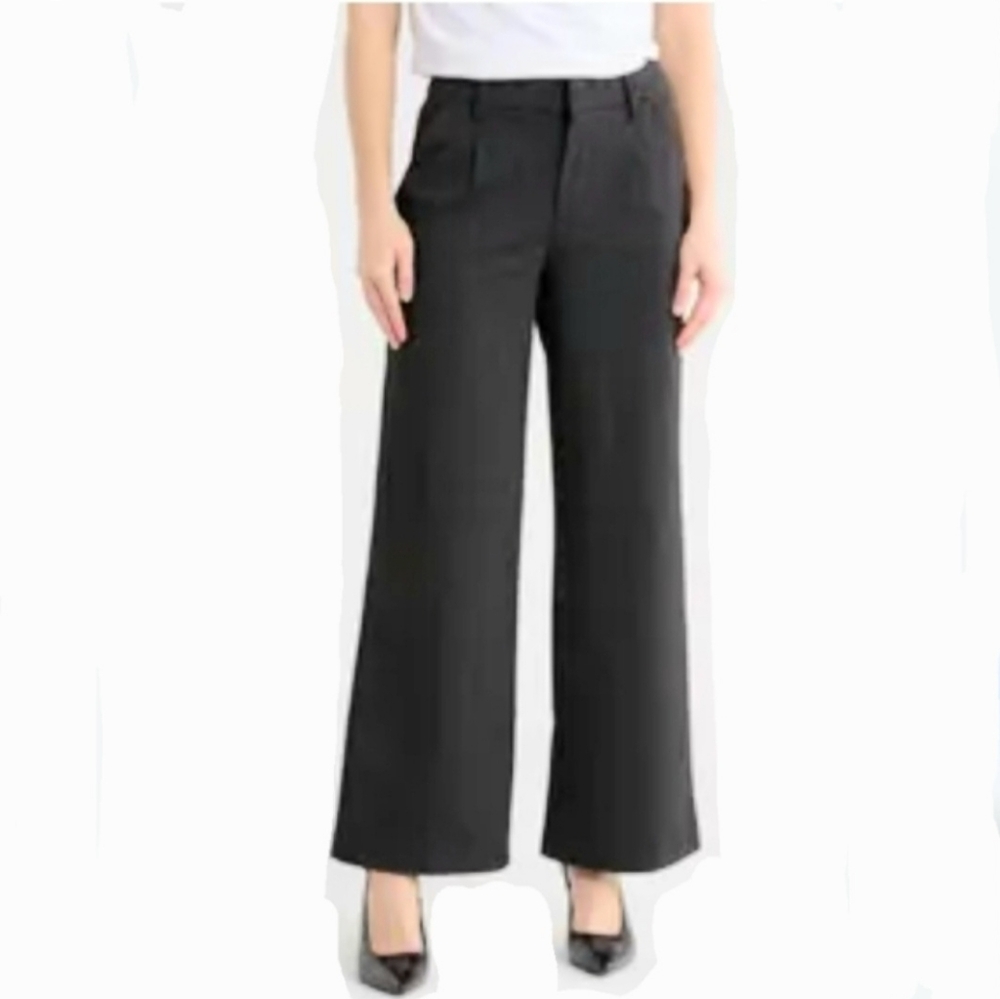 Domocracy Ab Solution Skyrise Dark Gray Plaid Wide Leg Pant Size 16P New